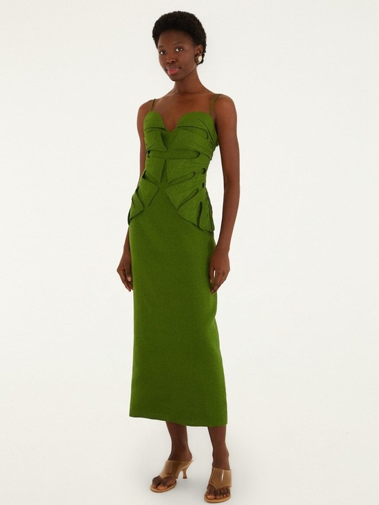 FARM Rio Dresses & Skirts - Farm Rio: Green Monstera Leaf Sleeveless Euroflax Premium Linen Maxi
Dress